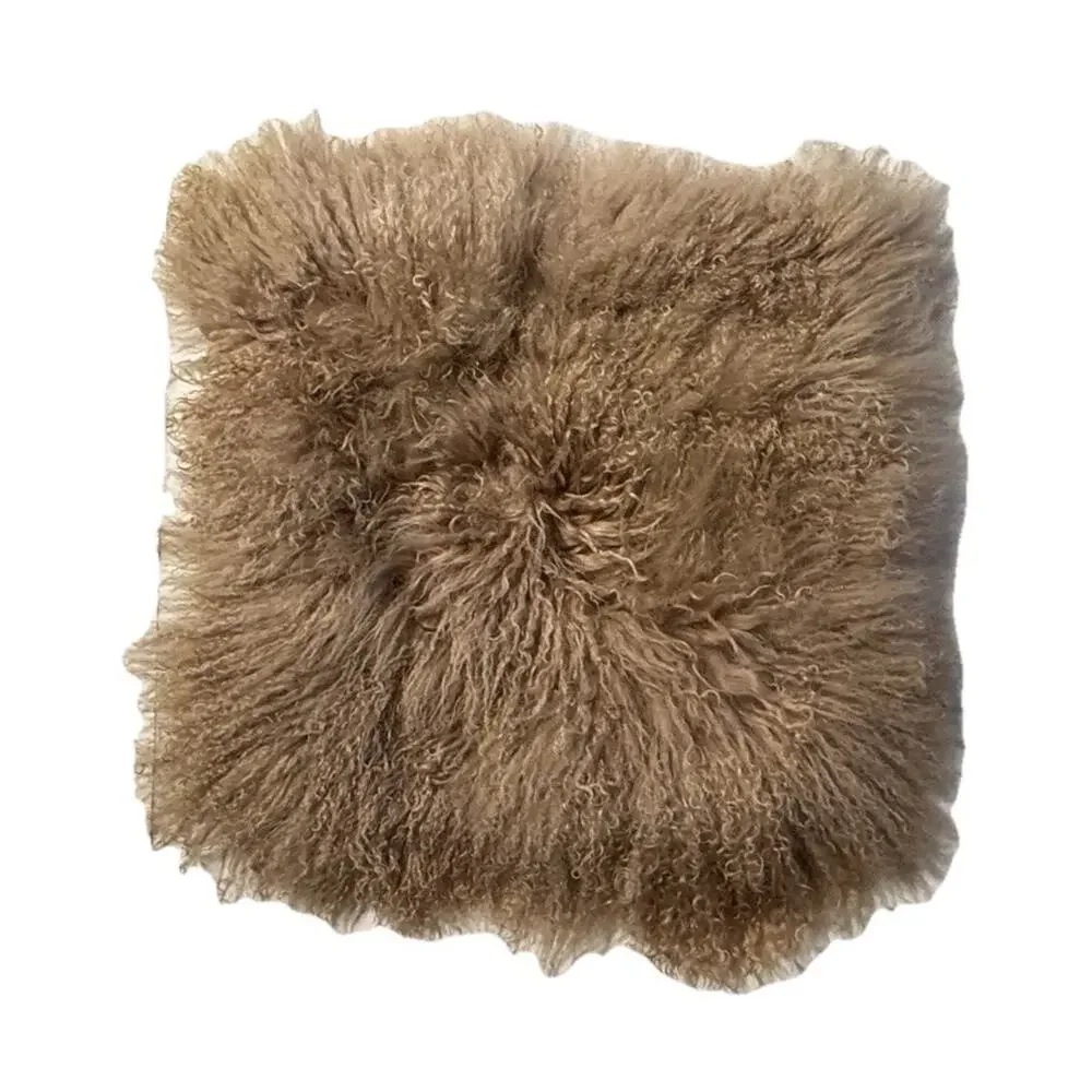 Luxury Mongolian Fur Pillowcase Zippered Sham Throw Couch Pillow Cover Brown